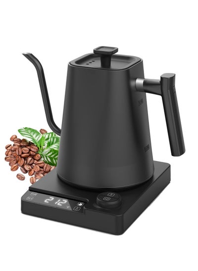 Buy Gooseneck Kettle V60 Coffee Kettle 1000ML 1200W Power Knob Temperature Adjustment with Digital Display Temperature Automatic Insulation Stainless Steel Material Suitable for Home and Office in Saudi Arabia