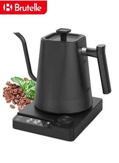 Buy Gooseneck Kettle V60 Coffee Kettle 1000ML 1200W Power Knob Temperature Adjustment with Digital Display Temperature Automatic Insulation Stainless Steel Material Suitable for Home and Office in Saudi Arabia