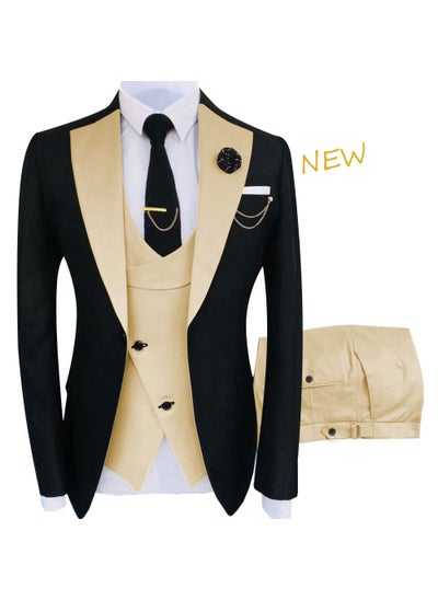 Buy Slim Fit Mens Groomsmen Suit Spring Autumn Party Three-Piece SetChampagne Champagne in Saudi Arabia