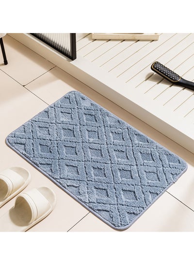 Buy Bathroom Rugs Bath Mat 38 By 58 CM Non Slip Fluffy Soft Plush Microfiber Shower Carpet Rug Machine Washable Quick Dry Ultra Bath Mats for Tub Bathroom and Shower Blue. in UAE