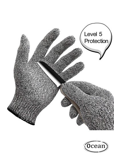 Buy 1 PairsGrey Cut Resistant Gloves Food Grade Safety Cut Gloves for Meal Prep Crafts and Outdoors - Level 5 Protection from Knives Vegetable Peelers Graters in Saudi Arabia