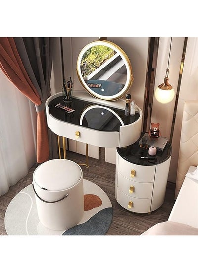 Buy Makeup Vanity Table Dressing Table Flip Mirror With Drawers And Chair 70 CM in UAE