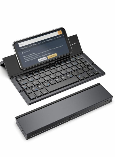 اشتري Foldable Keyboard Folding Bluetooth Keyboard, Portable Aluminum Alloy Housing, for iPad, iPhone, Android Devices, and Windows Tablets, Laptops Smartphones في الامارات