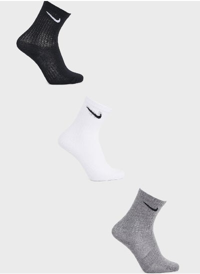 Buy 3 Pack Everyday Lightweight Cushion Crew Socks in UAE