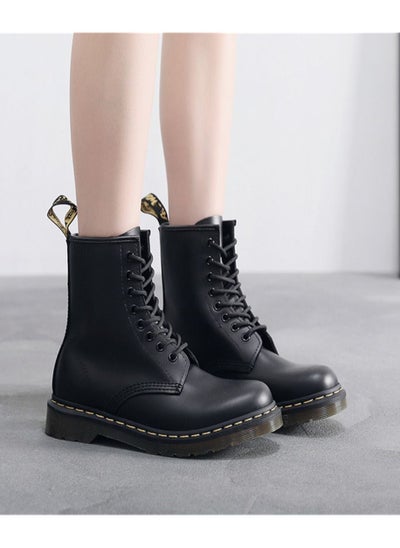 Buy Hard Leather Men's And Women's Genuine Leather Short Boots Black in Saudi Arabia