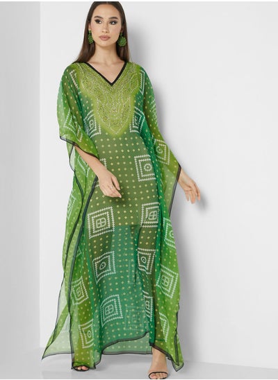 Buy Printed Cape Sleeve Kaftan in UAE