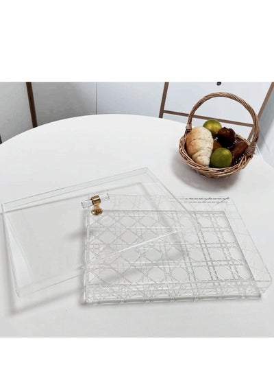 اشتري Acrylic Serving Tray with Lid - Clear | 100% BPA-Free Acrylic Tray | Versatile Storage and Display Solution for Banquets, Parties, and Home Use The tray   35.4*24.4*5.8CM في السعودية