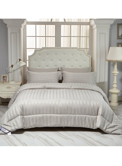 Buy Comforter Set 4-Pcs Single Size Bedding Set Damask Striped Pattern Hotel Style With Down Alternative Microfiber Filling, Ansonia in Saudi Arabia