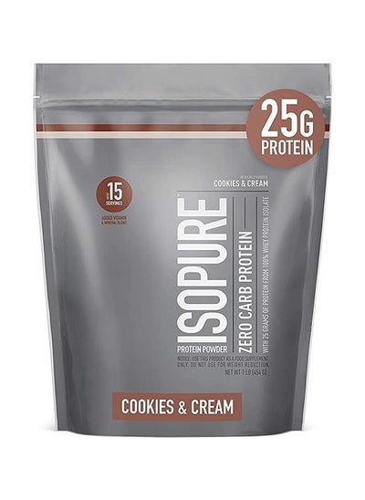 Buy Zero Carb Whey Protein Isolate Powder with Vitamin C & Zinc for Immune Support, 25g Protein, & Keto Friendly -  Cookies & Cream, 1 Lb , 15 Servings (454 G) in UAE