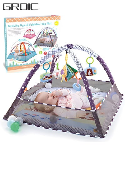 اشتري Baby Play Gym, Baby Play Mat Newborn with Padded Base Lightweight Foam Stand, 5 Hanging Toys and 18 Ocean Balls Washable Playmats & Floor Gyms for 0-36 Months في الامارات