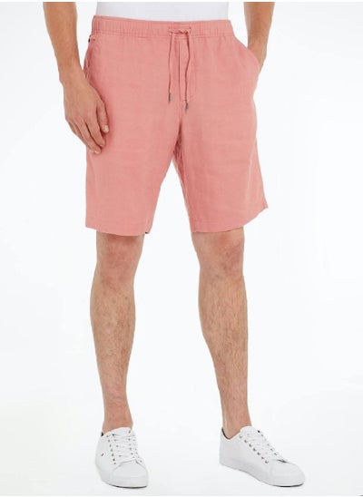 Buy Men's Harlem Drawstring Skinny Fit Chino Shorts -  Linen blend, Pink in UAE