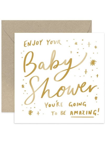 Buy Old English Co. Baby Shower Card For Mum To Be Cute Pregnancy Matertnity Leave Card For Her ; Gold Foil Congratulations Baby Announcement ; Blank Inside & Envelope Included in UAE