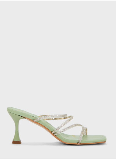 Buy Diamante Criss Cross Strap Mule Sandal in UAE