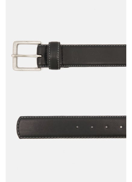 Buy Men Contrast Stitch Leather Belts, Black in Saudi Arabia