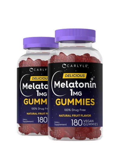 Buy Melatonin Gummies 1 mg | 180 Count | Two Pack | Natural Berry Flavor | Vegan, Non-GMO, Gluten Free in UAE