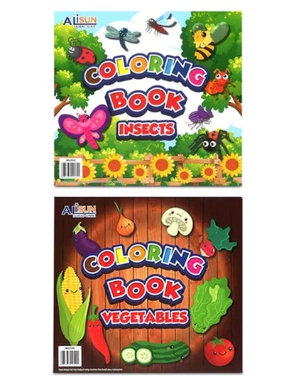 اشتري 2-Piece Colouring Book vegetables and Insects Design في الامارات