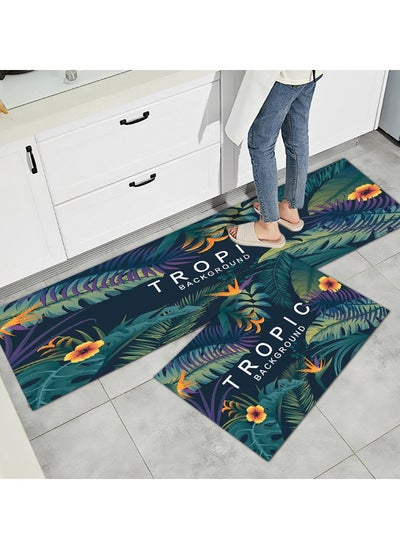 Buy 2pcs Kitchen floor mats Waterproof rugs anti-slip Washable 40x60 + 40x120cm in UAE