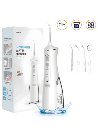 Buy Water Flosser with 30 Days Battery Life, Premium Water Floss for Teeth, Portable Dental Flosser in 5 Modes, Gravity Ball for Upside Down Use, 300ml Water Tank in UAE