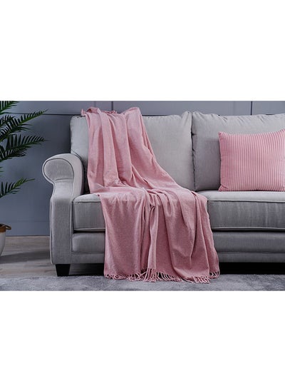 اشتري Cormac Chenille Throw With Fringes 140X190Cm Blush في الامارات