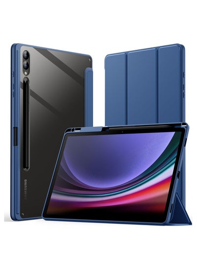 Buy Case For Samsung Galaxy Tab S9 Plus/S9 Fe Plus 12.4 Inch with S Pen Holder Clear Transparent PC Back, Shockproof Tri Fold Stand Tablet Cover Auto Wake/Sleep (Blue) in Egypt