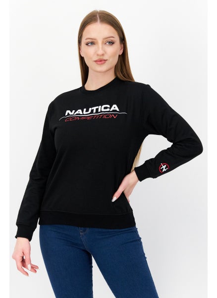 اشتري Women Crew Neck Long Sleeve Brand Logo Sweatshirt, Black في الامارات