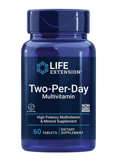 Buy Two-Per-Day Multivitamin – Daily Dose of Vitamins & Minerals For Men and Women - Complete Essential Vitamin Supplement for Energy, Health – Gluten-Free – Non-GMO – 60 Tablets in UAE