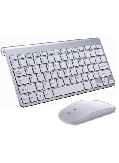 اشتري Wireless Keyboard And Mouse Combo Cordless USB Computer Keyboard And Mouse Set Ergonomic Silent Compact/Slim For Windows/Laptop/Apple iMac/Desktop/PC White في الامارات