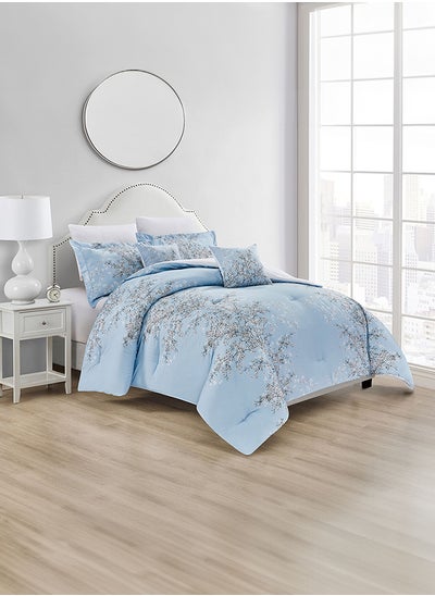 Buy Aurelius | Comforter Set 8 Pieces - 260x240 cm - Cyan in Saudi Arabia