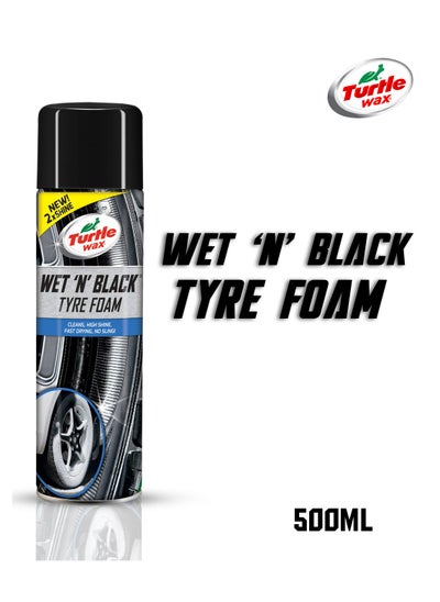 Buy Turtle Wax Wet And Black Tire Foam 500ml -Fast Drying, High Shine Cleaner for Car Tires in Saudi Arabia