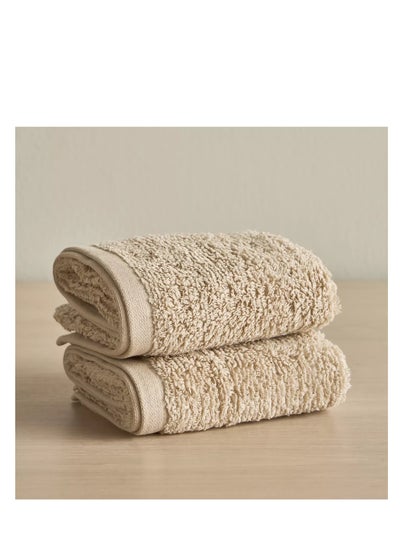 Buy ARIIKA Plaza Beige Hand Towels Soft, Absorbent, Luxurious, Durable, Easy Care - Set of 2 in UAE