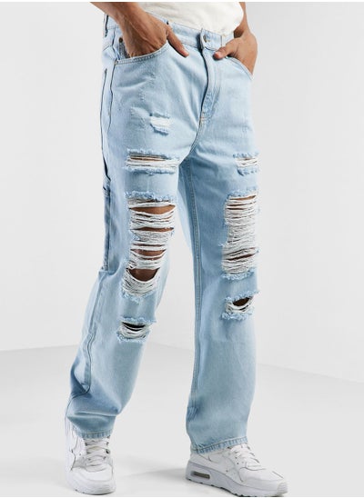 Buy Retro Distressed Baggy Denim in UAE