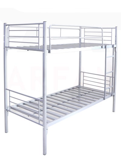 Buy Aft Steel Bunk Bed Frame with Sturdy Steel Frame and Bed with Guard rail and ladder Grey 32 KG in UAE