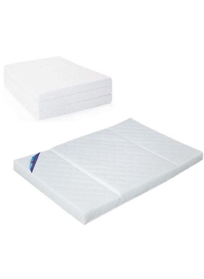 اشتري AWF Al Wadi Furniture Double Medicated Floral White Quilted Portable Heavy Duty Tri-Fold, Three-Fold Mattress for Home, Hotel, Guest, Office, Car, Sofa, Chair, Bed - 180L x 120W x 8H cm في الامارات