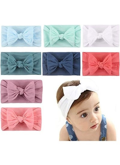 Buy Baby Girls Headband 8PCS Stretchy Nylon Soft Headband with Bowknot Princess hairband Hair Accessories for Baby Toddler Girls in Saudi Arabia