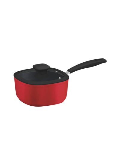 Buy Refinatta  18cm 2.2L Aluminum Saucepan with Interior Starflon Premium PFOA Free Nonstick Coating and Red Silicon Exterior in UAE