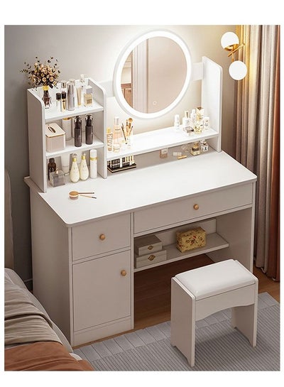 Buy Modern Dresser Bedroom Makeup Table with Mirror and Stool for Girls Ladies Bedroom Dresser Table 80*40*128cm in UAE