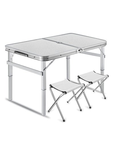 Buy Camping Table Portable Outdoor Aluminum Folding Table BBQ Camping Table Picnic Folding Tables Candy Light Color Desks+Chairs in UAE