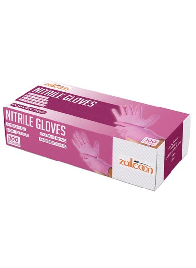 Buy Zalcoon Nitrile Exam Gloves, Pink, Powder Free, Latex Free, 6-Mil, Best for Restaurant, Saloon, Kitchen, Cleaning, Food Prep (1  Pack x 100 Pieces) in UAE
