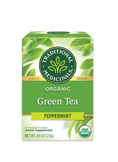 Buy Traditional Medicinals Organic Green Tea Peppermint 16 Wrapped Tea bags 24g in UAE