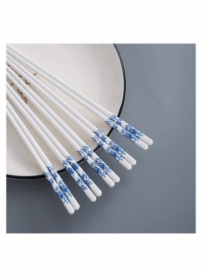 Buy 5 Pairs Porcelain Chopsticks - Reusable Chopsticks Dishwasher Safe, 9 1/2 Inches (Peacock blue) in Saudi Arabia