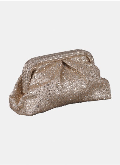 Buy Soiree Handbag for Women with Shiny rhinestones and long chain Straps 409307 Gold in Egypt