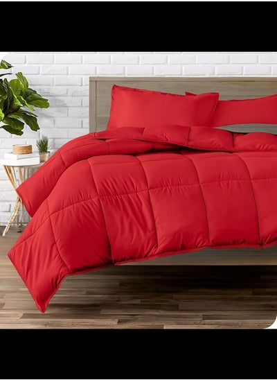 Buy Cotton - Plain - Heavy Comforter - 3.6Kgs - Down Alternative Filling - (For Matress 160cm/180cm) - Size (230cm x 240cm) - Red in Egypt