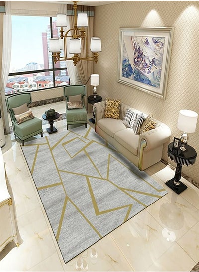 اشتري Warm Luxurious Modern Printed Rectangular Anti-Slip Rug Grey 140x200cm في الامارات