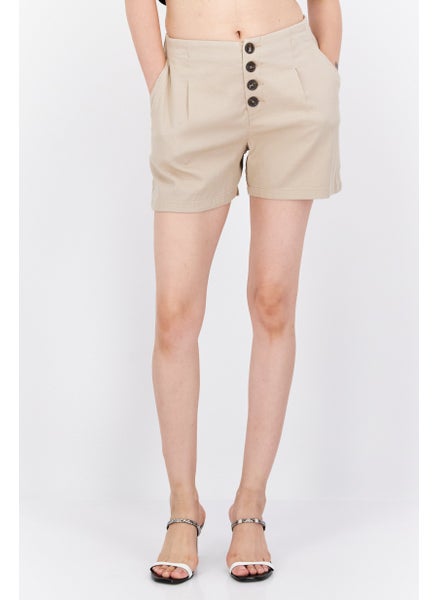 Buy Women Regular Fit Plain Chino Shorts, Light Brown in UAE