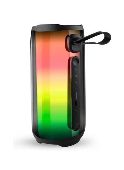 Buy Wireless Bluetooth speaker for the plus 5 mobile phone, equipped with RGB lighting wonderful with a USB AUX input and a memory card , black in Egypt