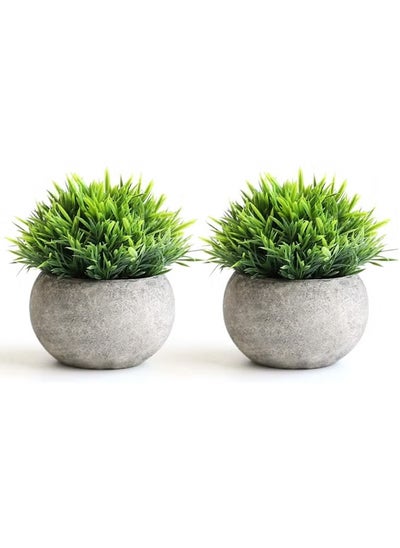 Buy Mini Artificial Plants Set 2 Pcs Small Fake Plants for Office Kitchen Bathroom Bedroom Mantle Shelf Living Room Faux Plants in Pots Modern Farmhouse Plants Home Decor in UAE