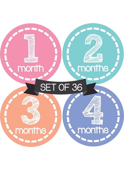 Buy Baby Monthly Stickers Girl Milestone Month Newborn Infant Shower Gift Keepsake (Set Of 36) in UAE