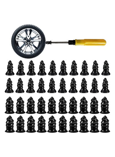 Buy 40 PCS Tire Repair Rubber Nail Set Car Tire Fast Repair Nails With Screw Driver Self Service Tire Repair Tool Kit 20 Small And 20 Large in UAE