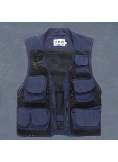 اشتري Multi-Pocket Mesh Fishing Vest for Men Blue في الامارات