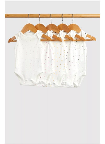 Buy Spotted Sleeveless Bodysuits - 5 Pack in Saudi Arabia